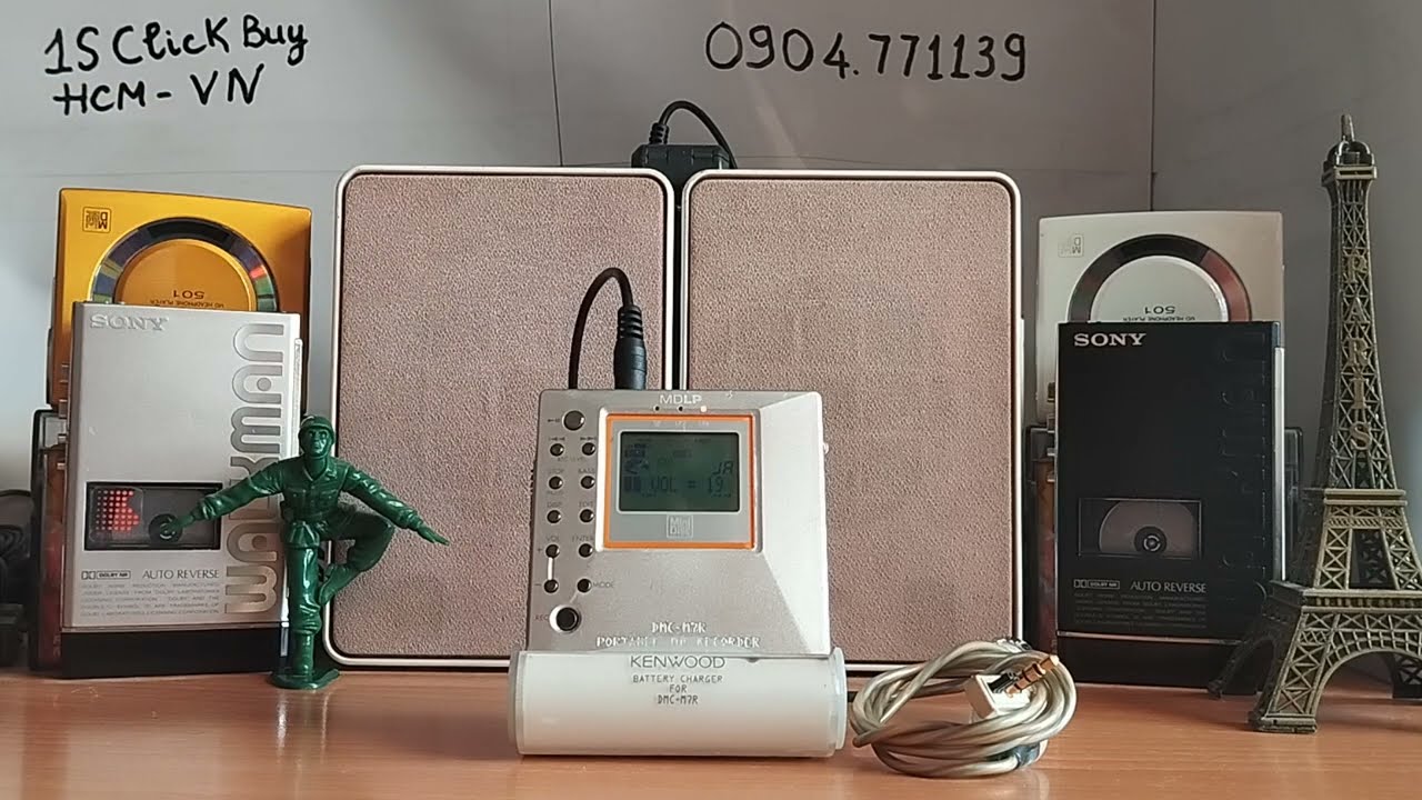 Kenwood recorder portable mini disc player DMC M7R silver Máy nghe