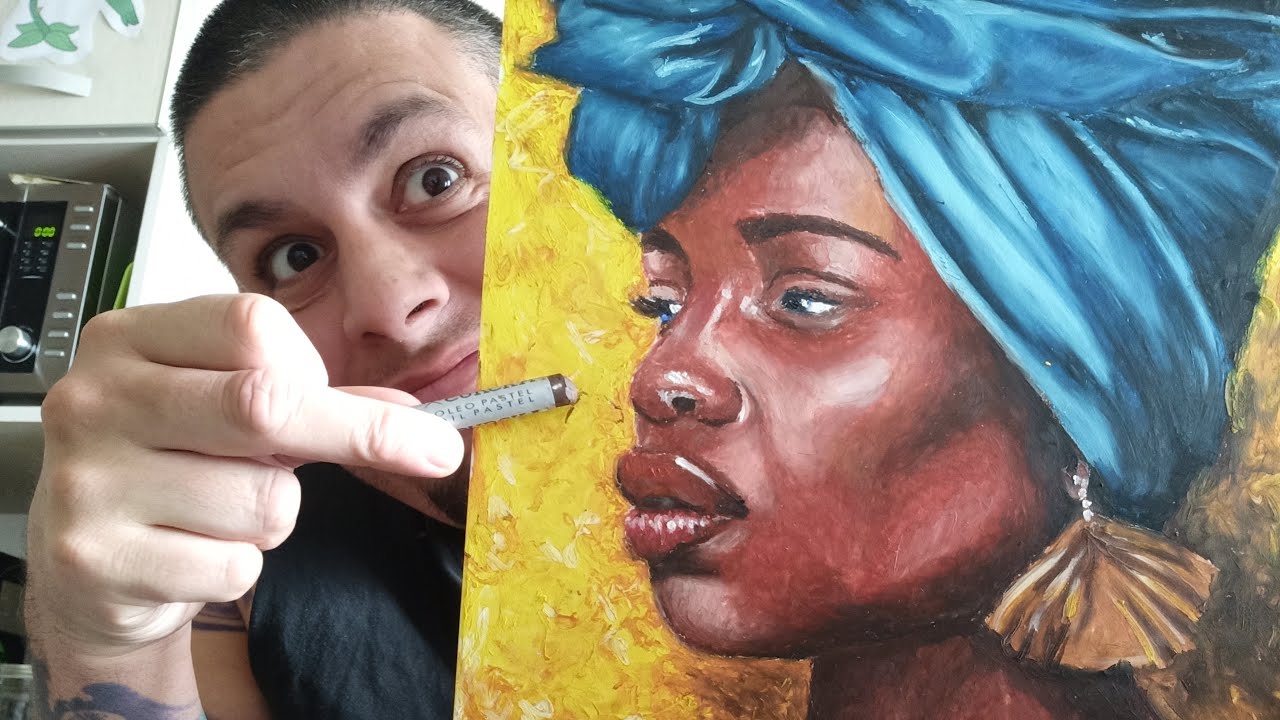 Tutorial de pintura con óleos pastel para principiantes. Rostro africano