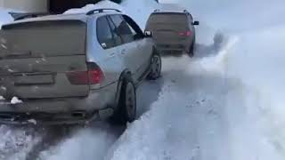 BMW X5 Pulling Out Of Snow another BMW X5 (Funny)