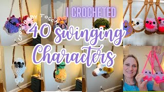 Crocheting 40 swinging animals and other characters!