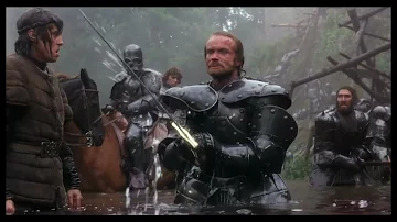 Excalibur (1981) Uryens knights King Arthur. (Horse tramples King)