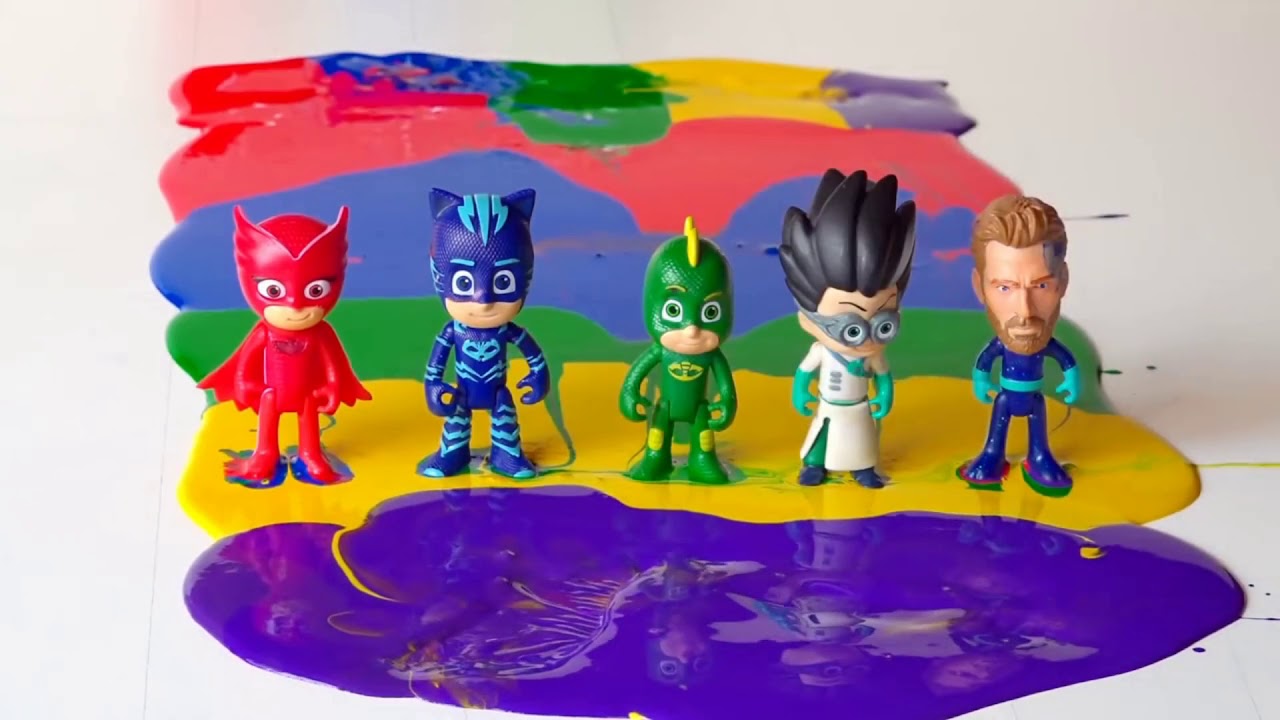 Pj Masks wrong heads toys with Feet Painting And Learn Colors with Pj