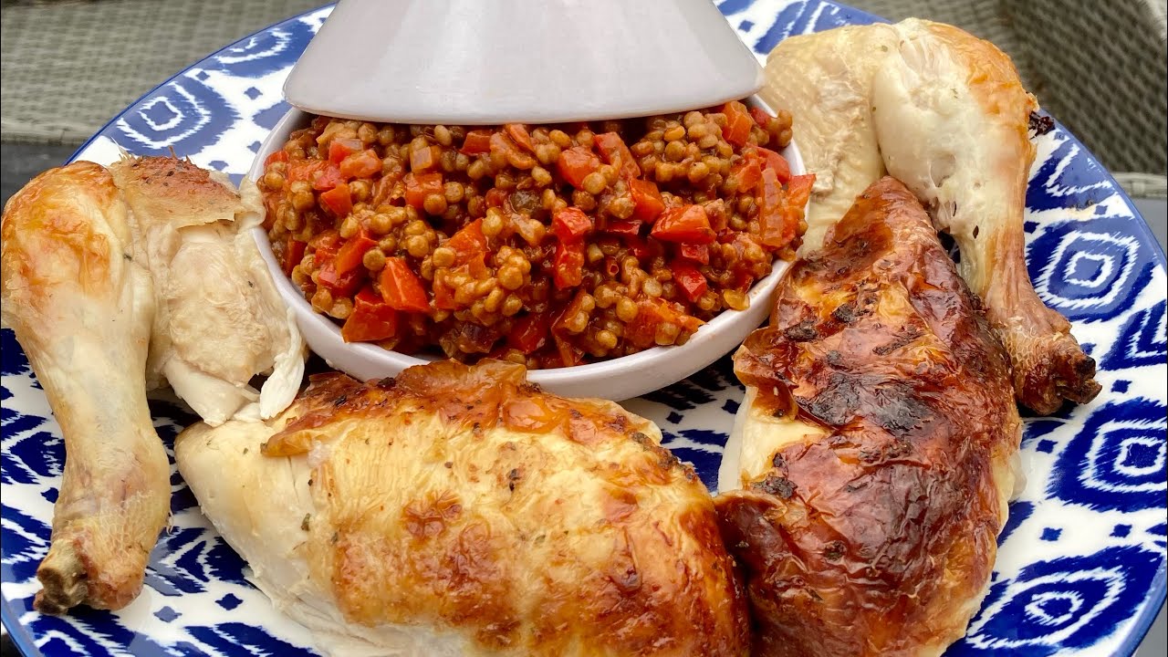 Rose Harissa Giant Couscous served with Roast Chicken