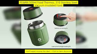 Feijian 500Ml Food Thermos, 316 Stainless Steel Vacuum Insulated Food Jar
