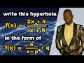 Write the equation of the hyperbola in the original form changing the form of the hyperbola