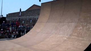 Kickflip on halfpipe bail