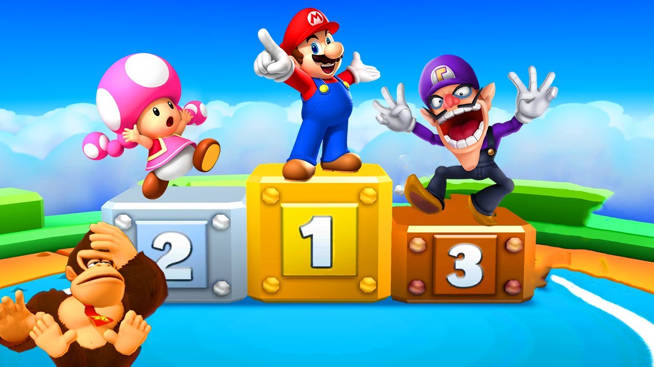 Mario Party Star Rush Minigames - Mario vs Toadette vs Donkey Kong vs Waluigi