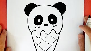 HOW TO DRAW A CUTE PANDA ICE CREAM 