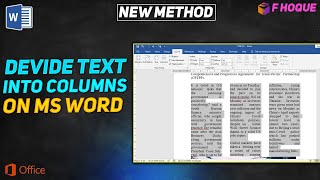 How to Divide Paragraph in Two Columns in MS Word (2007-2021) | F HOQUE |