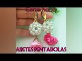 pentabolas de perlas y mostacillas, hecho a mano aretes de bolas