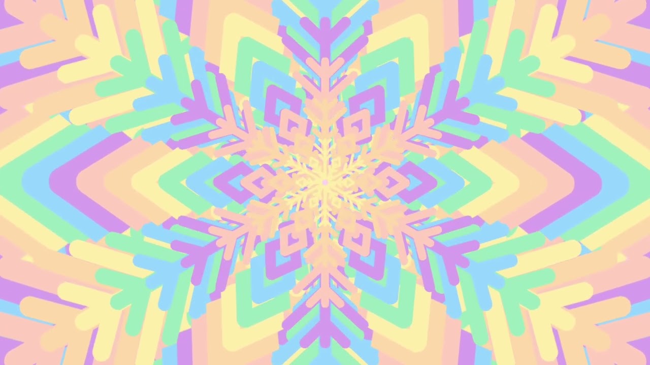 Pastel Rainbow Snowflake Tunnel VJ Loop 1 Hour HD 4K