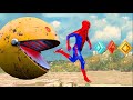 Robot pacman vs cartoon cat vs Ms pacman vs scary pacman vs Spider-Man