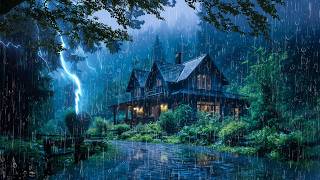 Heavy Rainstorm And Strong Thunder Sounds For Sleeping - Rain For Sleep, Fall Asleep