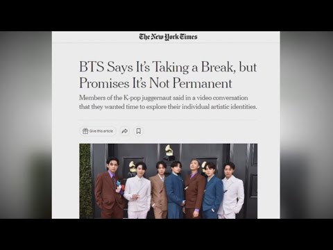 "충격적 발표"…외신들, BTS '그룹 활동 중단' 일제히 보도 / 연합뉴스TV (YonhapnewsTV)