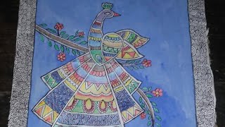 madhubani peacock simple painting easy