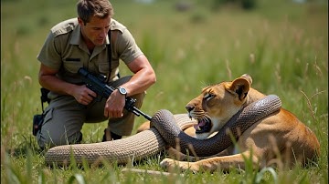 “Animal Rescue: Saving a Mother Lion from a Giant Python Attack”