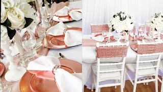 HOW TO CREATE A ROSE GOLD GLAM WEDDING THEME TABLE DECOR. SETUP WITH ME. EVENT DECORATIONS IDEAS screenshot 4