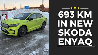 Skoda Enyaq RS Coupe MY24 - 693 km roadtrip with battery pre-heat