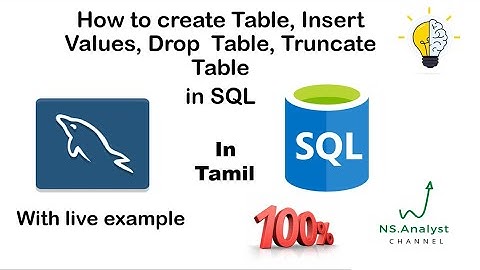 How To Create Table ,Insert Values , Drop Table , Truncate Table in SQL in Tamil...