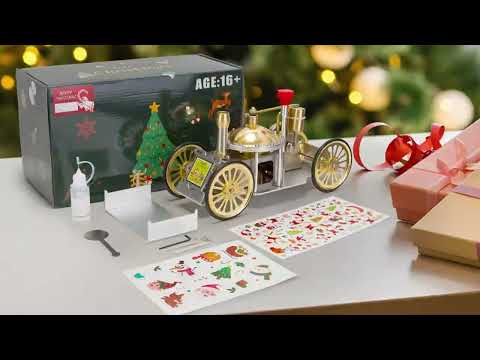 ENJOMOR Santa Claus Christmas Metal Steam-Powered Car Model | EngineDIY