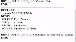 2 PLSQL   Declare variables and Begin Code