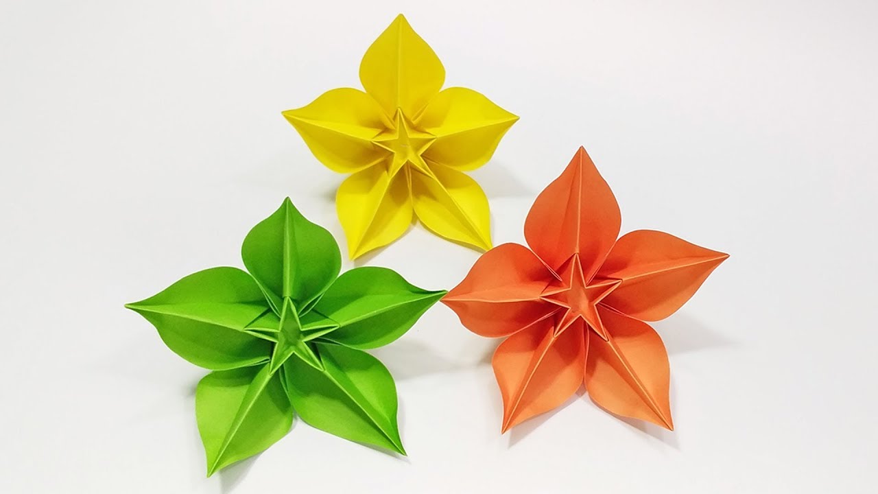 Origami Carambola Flower Easy DIY Paper Flowers Making Tutorial YouTube