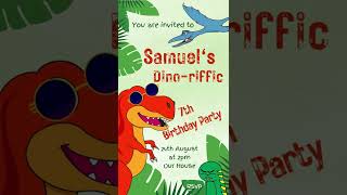 Roar Digital Dinosaur Birthday Jpeg & Video With Fun Sound Effect Invitation