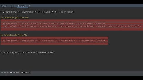 SQLSTATE[HY000] [2002] No connection could be made because the target machine actively refused it.