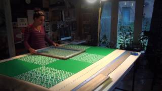 Textile repeat printing by hand - time lapse demonstration