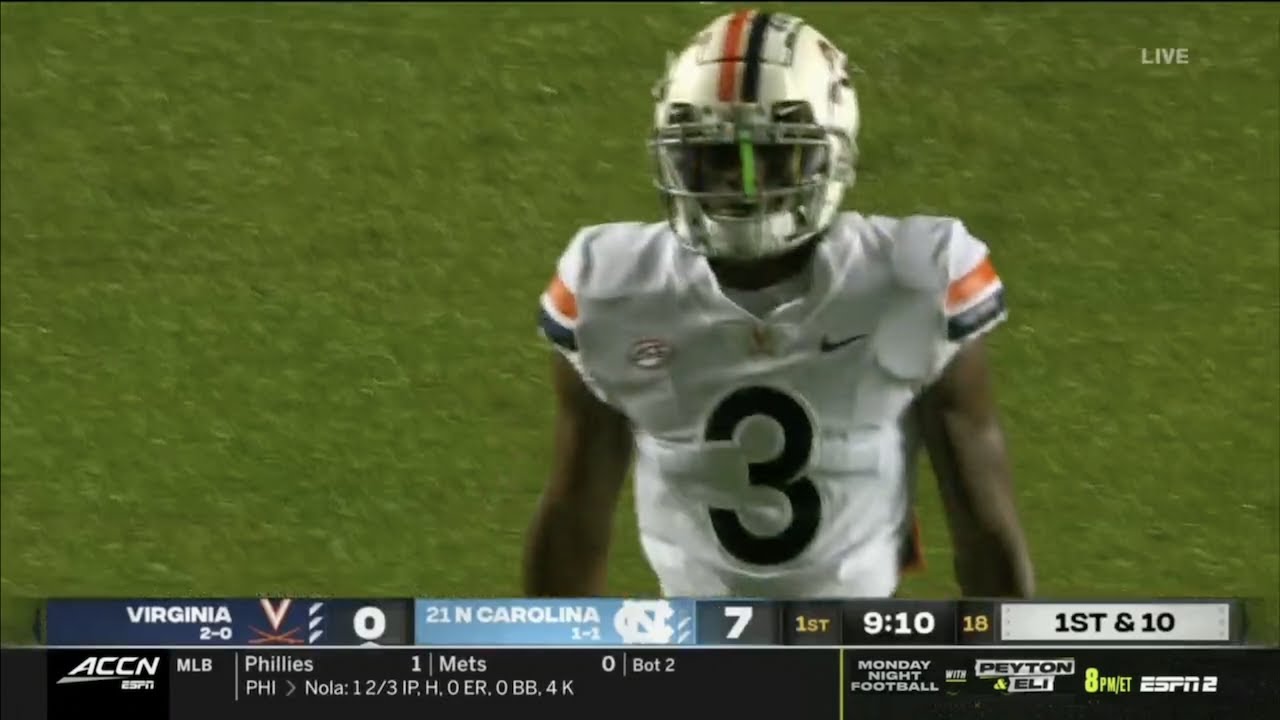 Dontayvion Wicks (Virginia WR #3) Vs. North Carolina 2021