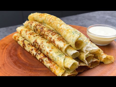 Больше не жарю блины с начинкой! Ведь начинка уже в тесте!! Безумно вкусные блины с сыром и зеленью!