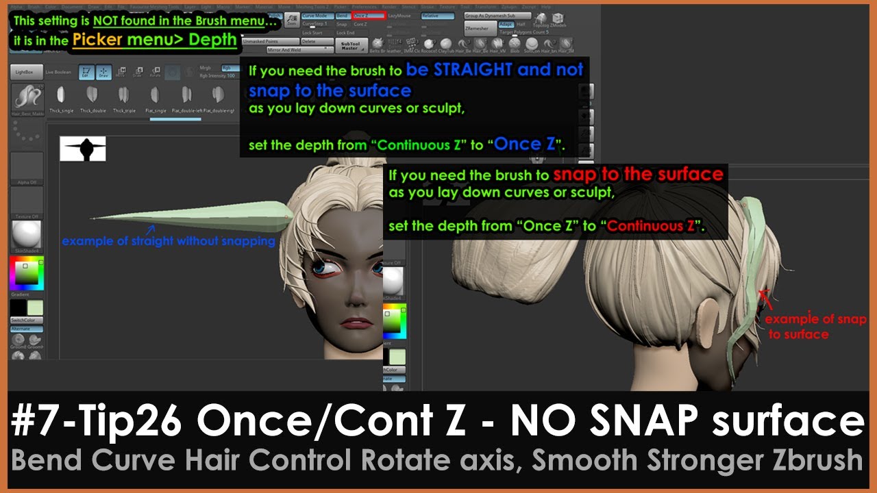 makkon hair curves zbrush lock axis