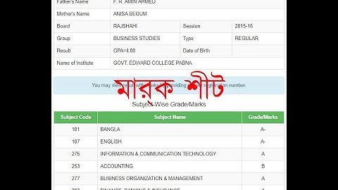 HSC result 2017 individual/institute wise :: how to see mark sheet .