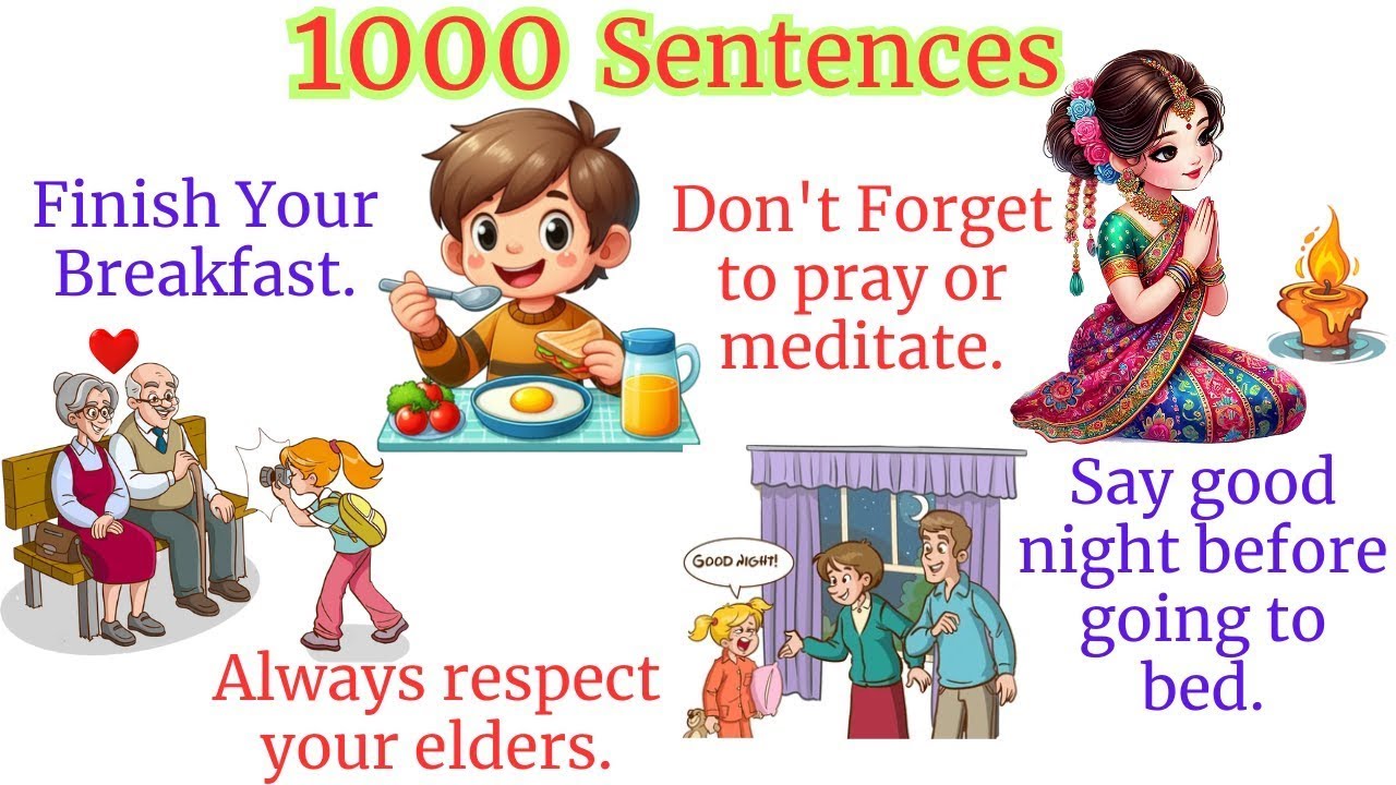 1000 Sentences | English Speaking Practice at Home | Daily Use Sentences | Sentences For Kids