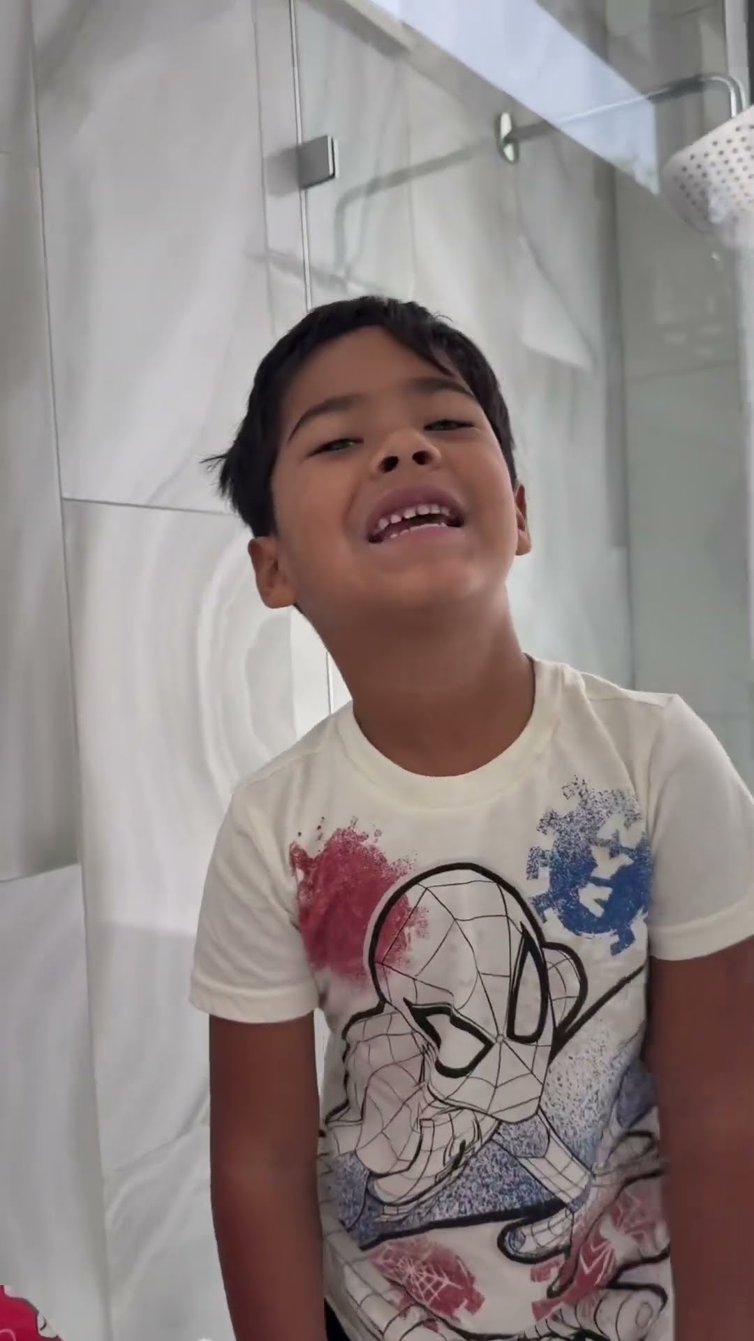 Kids find elf on the shelf in bathroom #shorts