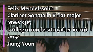 Piano Part- Mendelssohn, Clarinet Sonata in E-flat major, I. Allegro moderato (after intro), ♩=154