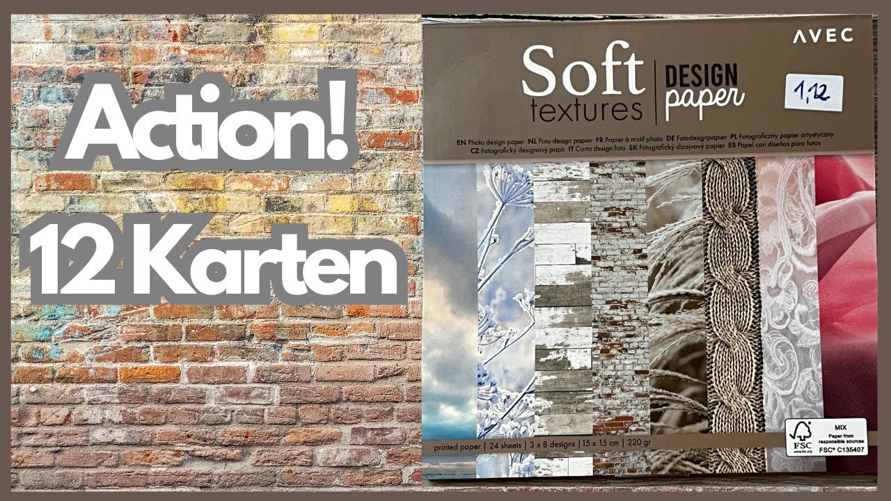 ACTION! 12 Karten ein Block- Soft textures - Avec