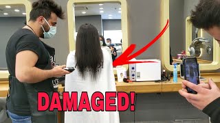 Very damaged hair. I cut and straighten with the machine / ASMR HAIRCUT REAL BARBER SOUND