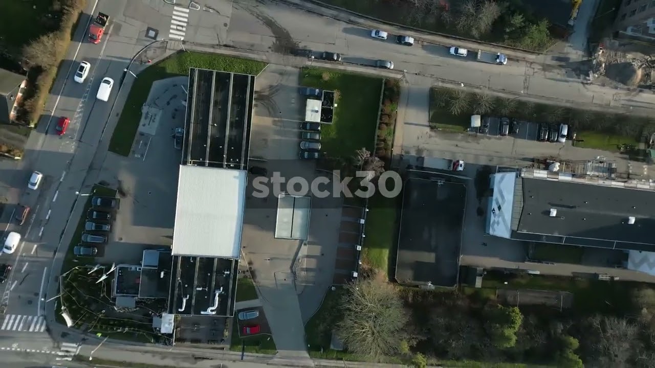 Overhead Drone Shot Of Q8 Petrol Station Near Copenhagen, Denmark