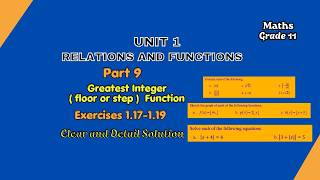 Grade 11 Math Unit 1: Greatest Integer (Floor) Function & Graphs (Ex 1.17, 1.18 & 1.19 Solutions) News