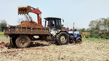 JCB 3dx Backhole loading mud in Swaraj tractor video part-03 || JCB LOADING VIDEO || SRIKANTH PS