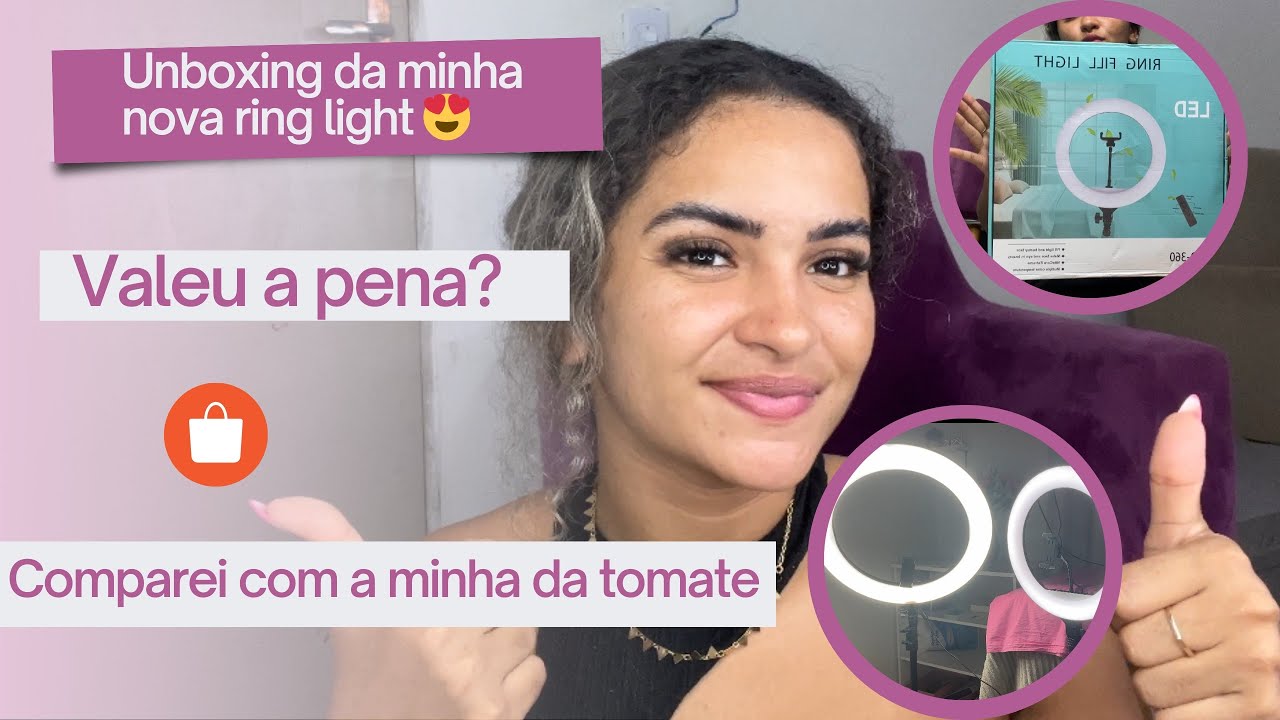 COMPREI uma RING LIGHT digital 14 polegadas PELA SHOPEE comparando com a ring light da tomate Unboxi