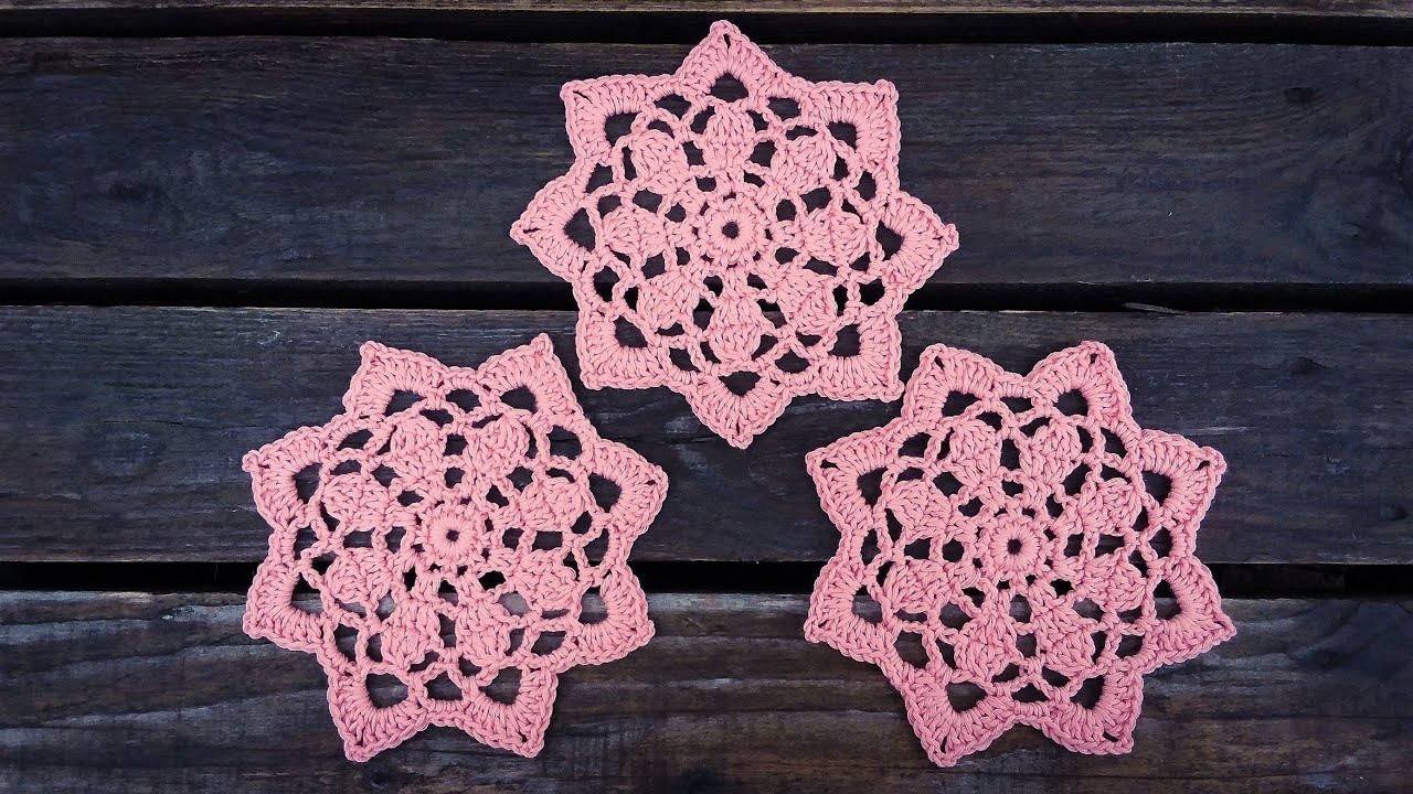 Easy Crochet Round Motif Doily Coaster Tutorial