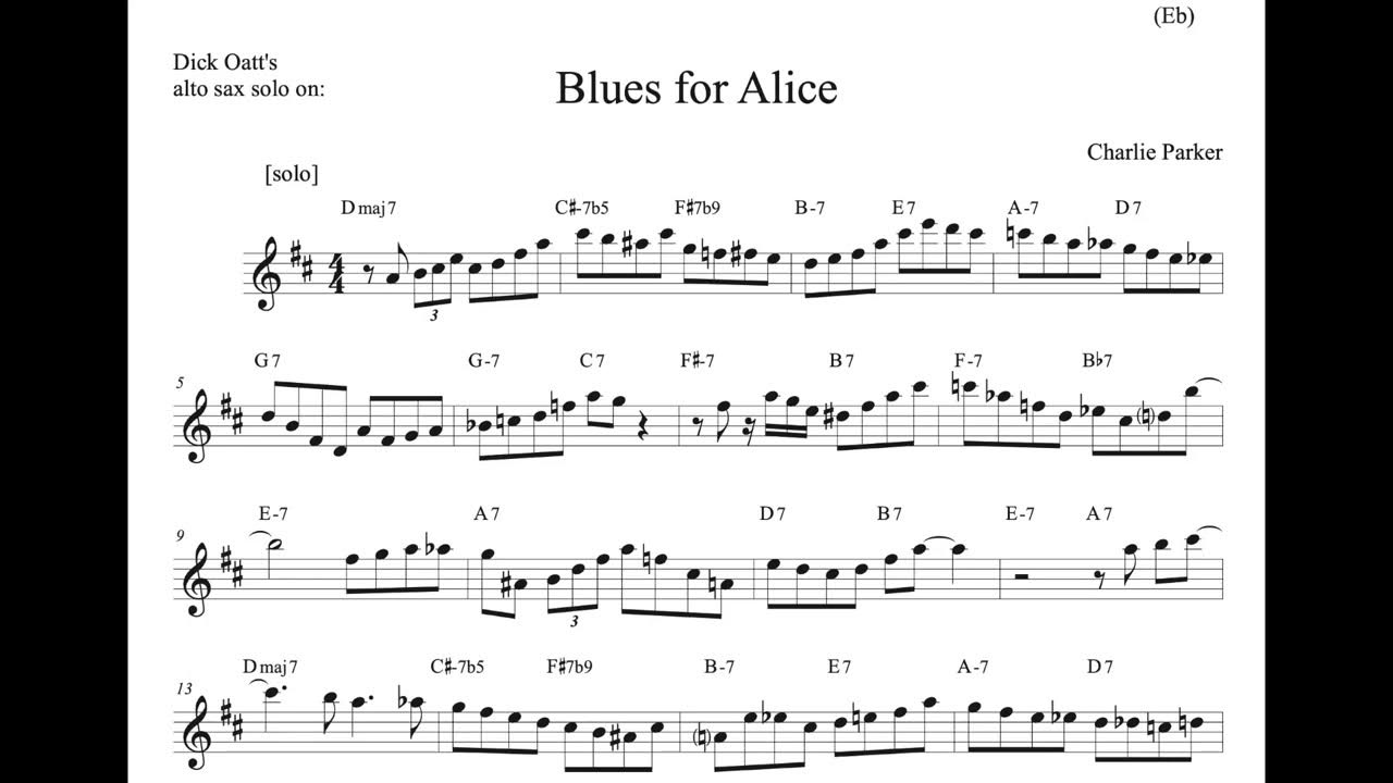 Dick Oatts' alto sax SOLO TRANSCRIPTION on 'Blues for Alice' (Eb) YouTube