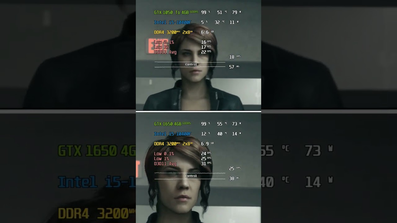 GTX 1650 vs GTX 1050 Ti (with i5-10400F) | Control