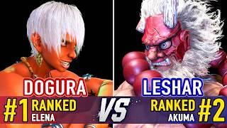 SF6 🤜 DOGURA (#1 Ranked Elena) vs LESHAR (#2 Ranked Akuma) 🤛 SF6 High Level Gameplay