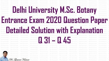 Delhi University M.Sc. Botany Entrance Exam 2020 Question Paper Solved Part 3