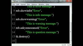 All types of supporter message box in tkinter python. #python #tkinter #gui #shorts_by_concisecoder