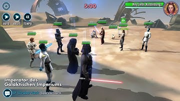 SWGOH - Arena: Emperor Palpatine & Vader (Rework) VS. Rey Jedi Training // Amazing :D