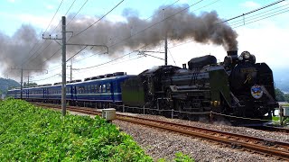 〔4K UHD|cc〕JR東日本・上越線：渋川～敷島駅間、SL“D51 498”+12系客車5B/『SLぐんま みなかみ号』走行シーン。《8731レ》